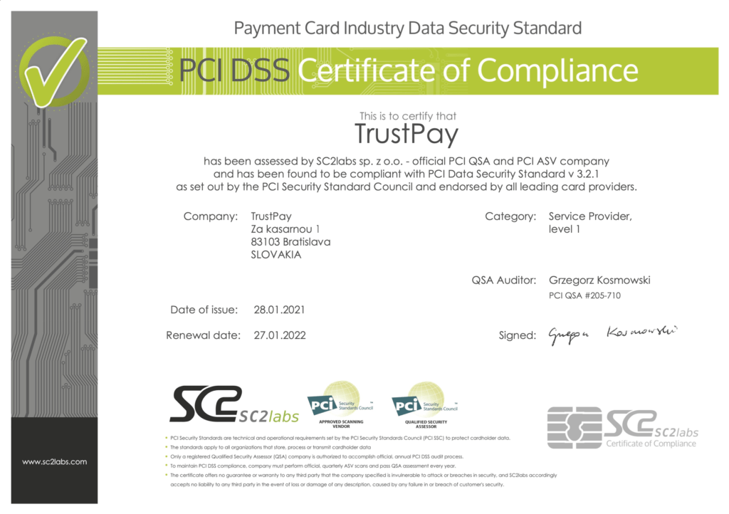 PCI-DSS certificatied payment gateway